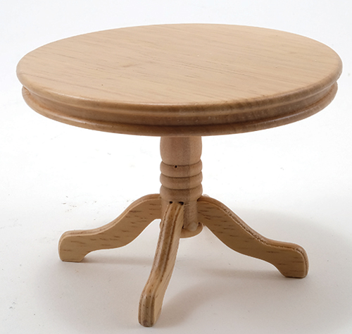 Dollhouse Miniature Round Pedestal Table, Oak